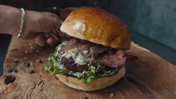 Chef Preparing the Burger