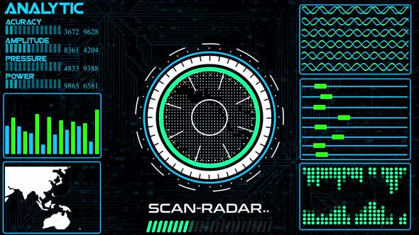 Technology radar HUD motion background. Vd 01