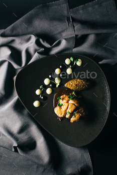 chelin star food on gourmet French restaurant