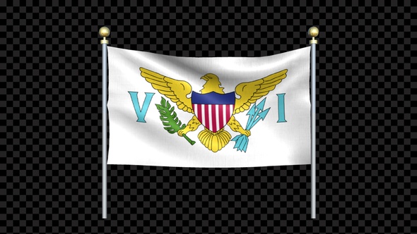 Virgin Islands   Us Flag Waving In Double Pole Looped