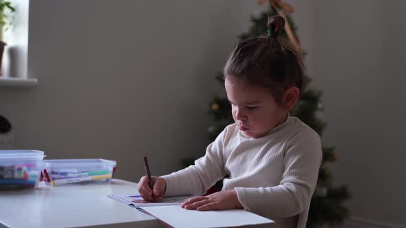 Toddler Girl with Fancy Hair Bun Coloring Book Alone