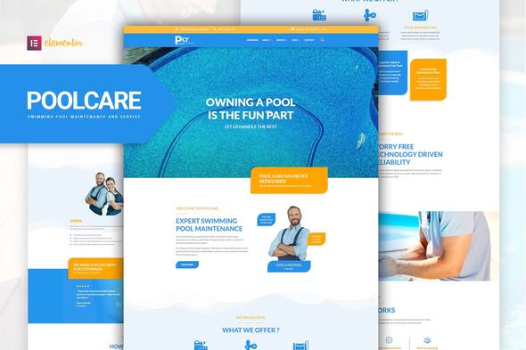 Poolcare - Swimming Pool Service & Maintenance Elementor Template Kit