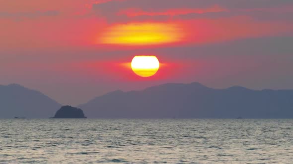 Sunset Over Sea, Krabi, Thailand, Timelapse 