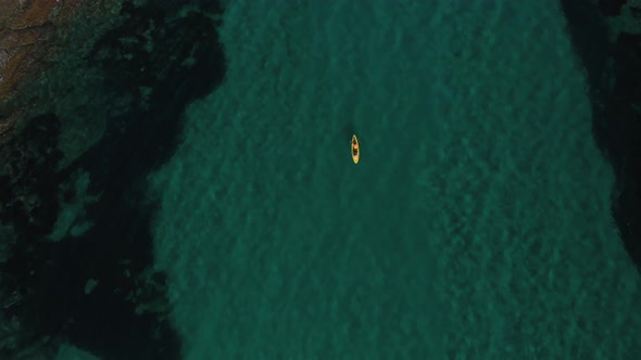 Aerial Drone Shot of Friends Kayak in Ocean