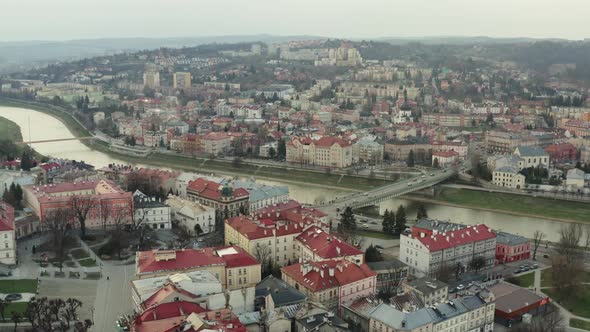 Top view of old town in Poland, Pshemysl