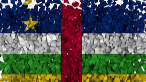 Central African Republic Flag Breaking Rocks Transition