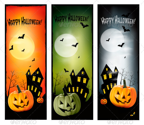 Three Halloween banners