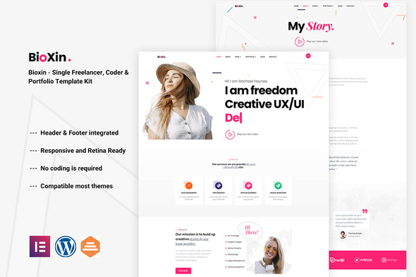 Bioxin - Single Freelancer CV & Portfolio Elementor Template Kit