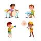 Kids Boys Playing In Music Orchestra Set Vector - GraphicRiver Item for Sale