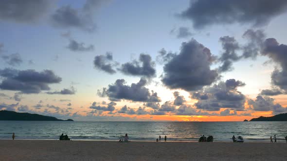 Beautiful sunset on the tropical beach and sea