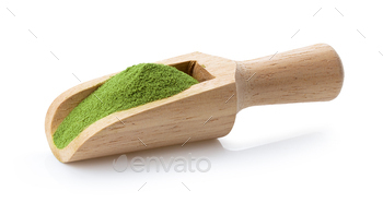 matcha green tea powder in wood scoop on white / Photodune, Misc