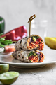 Sweet Purple Tortilla with Mango Carrot Sprout and Hummus Wrapped - PhotoDune Item for Sale