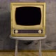 Gold Tv Turning On With Bad Signal And Noise Transparent Screen 4k Obsolete Old Television - VideoHive Item for Sale