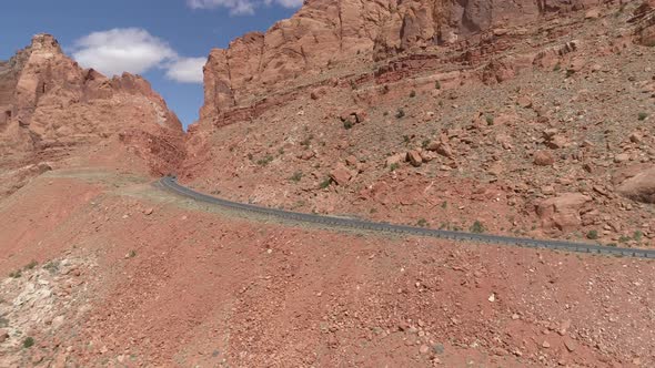 Aerial view of a mountain road alt