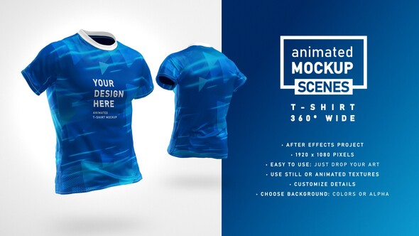 T-shirt 360 Wide Mockup Template - Animated Mockup SCENES