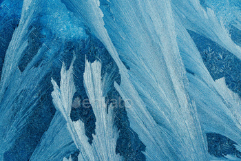 Frosty pattern on transparent background. Background light blue winter