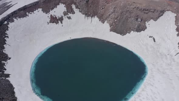 The Blue Lake in the Crater of Gorely Volcano