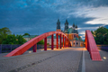 Jordan bridge (Most Jordana) at dusk in Poznan, Poland - PhotoDune Item for Sale