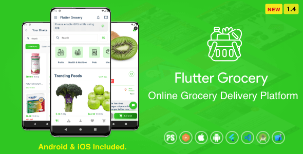 Flutter Multi Vendor Grocery (Convenience Store, Food, Vegetable, Fresh Fruit, eCommerce, Retail)1.4