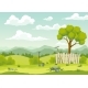Spring Landscape with Green Grass Hills Blue Sky - GraphicRiver Item for Sale