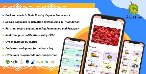 Jackfruit - Grocery, Fruits & Vegetable Delivery, Android eCommerce App with Node Js Technology