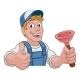 Plumber Cartoon Plumbing Drain Plunger Handyman - GraphicRiver Item for Sale