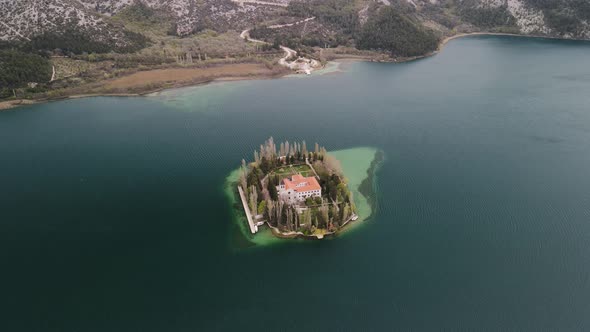 The visovac monastery in the krka national park in Croatia.