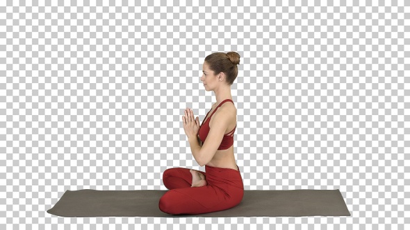 Young Sporty Attractive Woman Practicing Yoga Doing Lotus Pose,