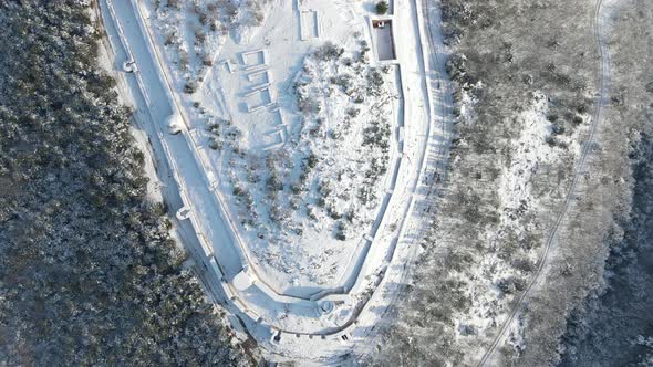 Aerial Topdown View Historical City Castle