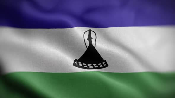 Lesotho Flag Textured Waving Front Background HD