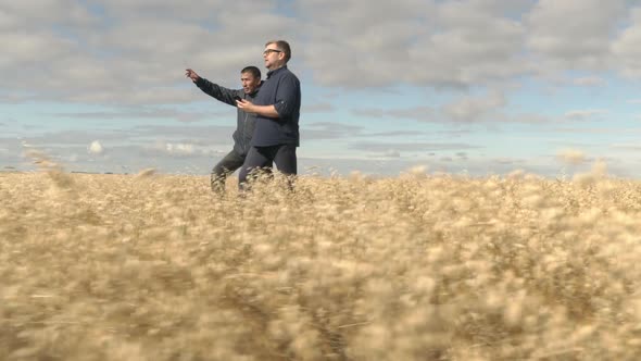 Businessman and Agronomist are Working in the Field