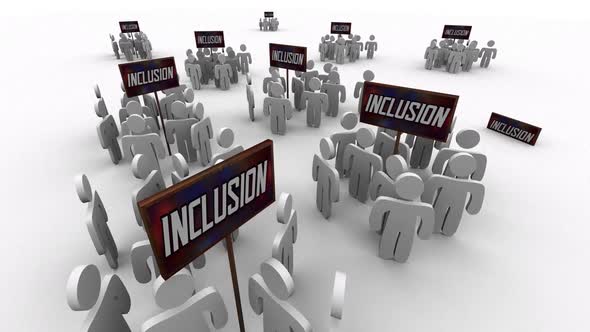 Inclusion Welcome People Groups Employees Teams Participate Diversity 3d Animation