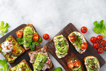 Menu background with variety of different vegan sandwiches / Photodune, Misc