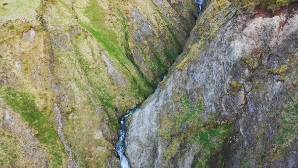 Aerial view of a river streaming along the valley, Alaska, United States.