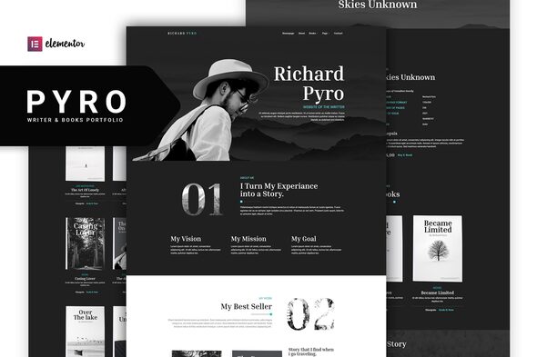 Pyro - Writer Portfolio Elementor Template Kit