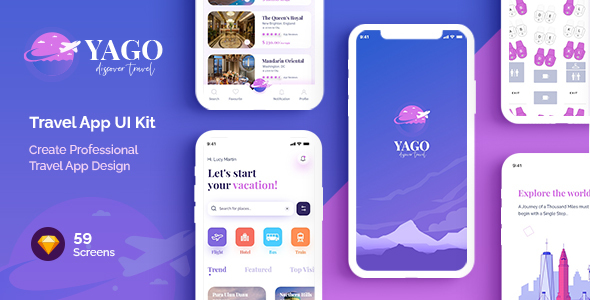 YAGO | Travel App UI Kit for Sketch