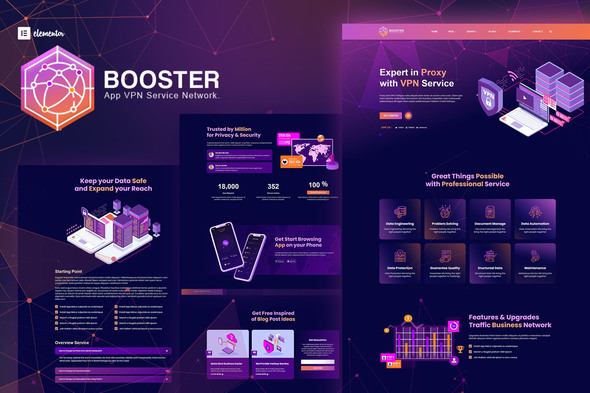 Booster - Proxy & App VPN Service Elementor Template Kit