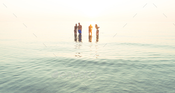 Minimalist concept with group of friends refreshing in the water / Photodune, Misc