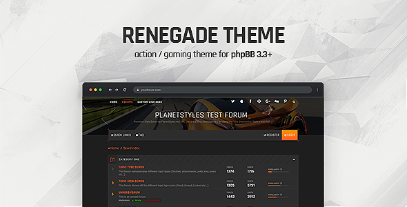 Renegade - Action / Gaming Responsive phpBB 3.3 Theme
