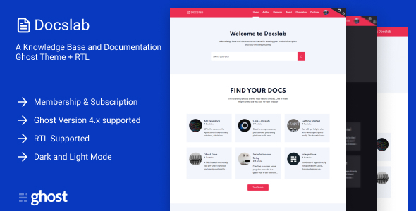 Docslab - a Knowledge Base and Documentation Ghost Theme + RTL