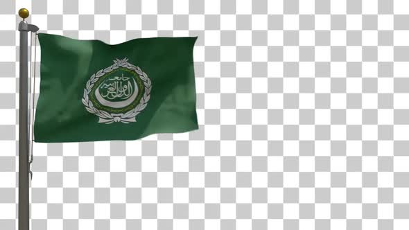 Arab League Flag on Flagpole with Alpha Channel - 4K