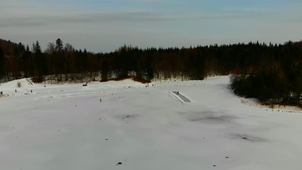 Beautiful Winter Landscape in the Mountains with frozen Lake