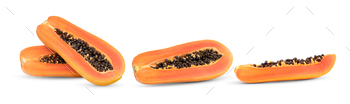 slices of sweet papaya on white background / Photodune, Misc
