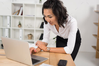 attractive asian businesswoman working with laptop in modern office / Photodune, Misc
