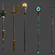 5 Fantasy Stylish Staff - PBR- Low Poly - 3DOcean Item for Sale
