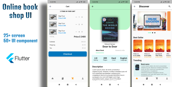 Online book shop flutter UI