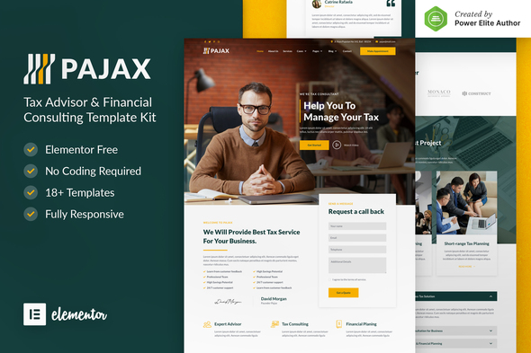 Pajax – Tax Advisor & Financial Consulting Elementor Template Kit