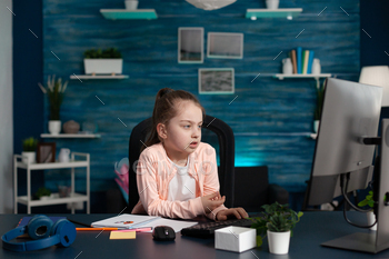 Smart pupil feeling sad and bored of online school / Photodune, Misc