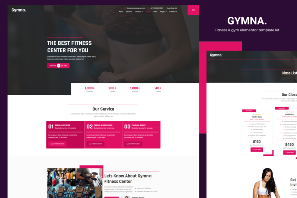 Gymna - Fitness & Gym Elementor Template Kit