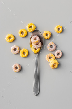 Colorful cereal rings in spoon. / Photodune, Misc